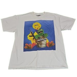 Men's Sesame Street X Bad Friends T-Shirt The Streets Big Bird Grouch XL White